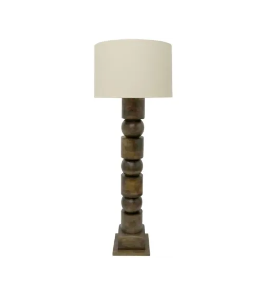 167CM DURAD WOODEN FLOOR LAMP W FLAX SHADE - WALNU