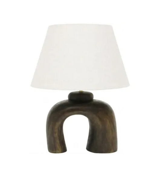 50CM ARC-SHAPED  DARK WOODEN TABLE LAMP - WALNUT