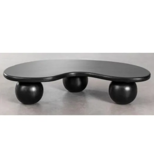 140CM BLACK ROUND LEGS COFFEE TABLE