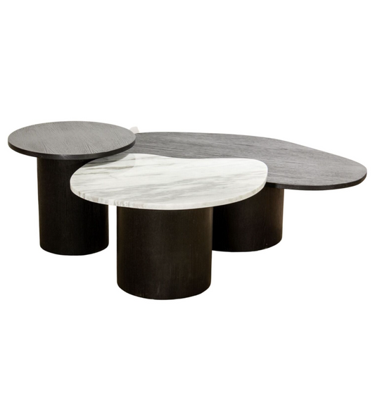 Taman Oak Marble Trio Nest Coffee Table