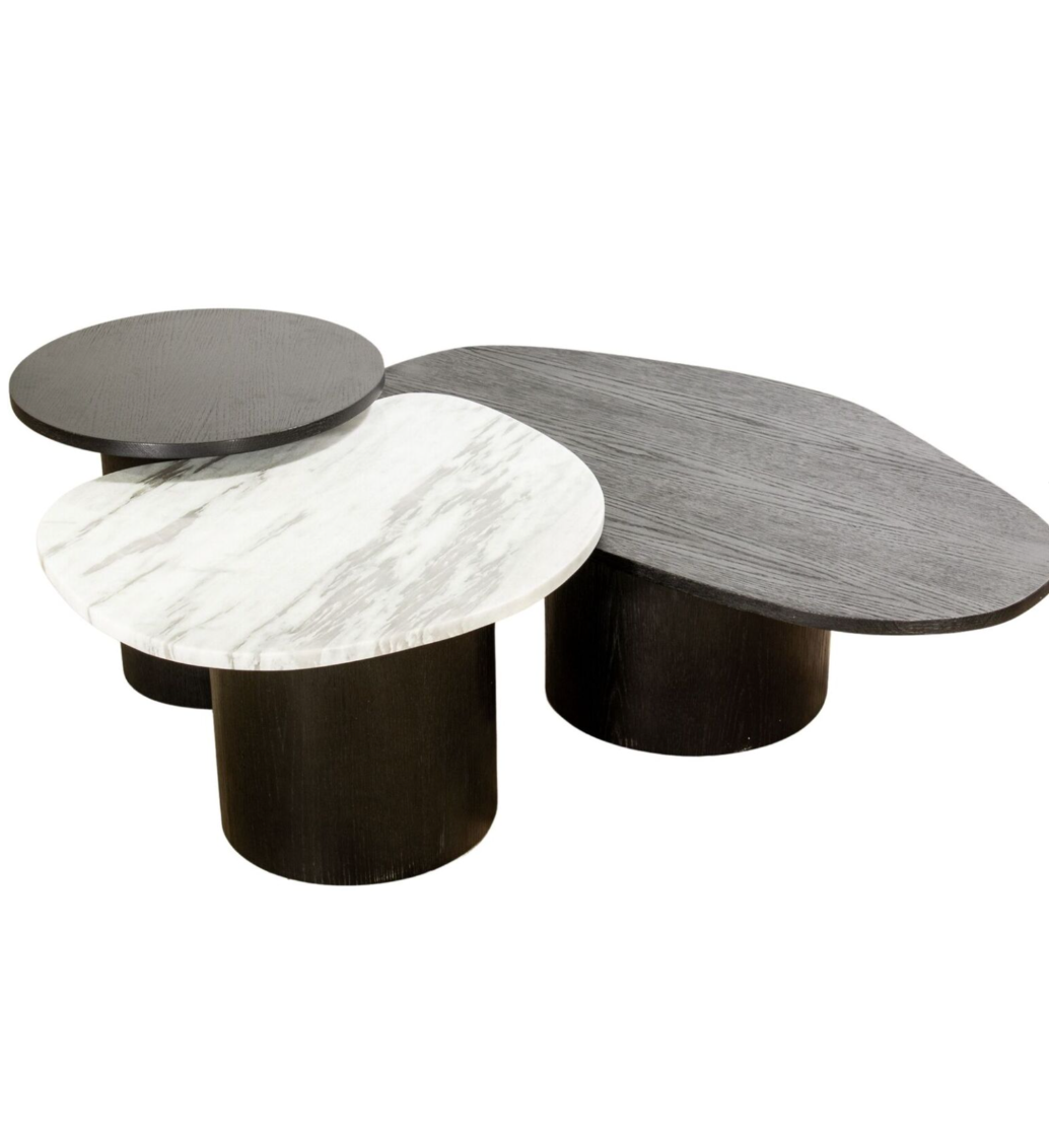 Oak Marble Trio Nest Coffee Table