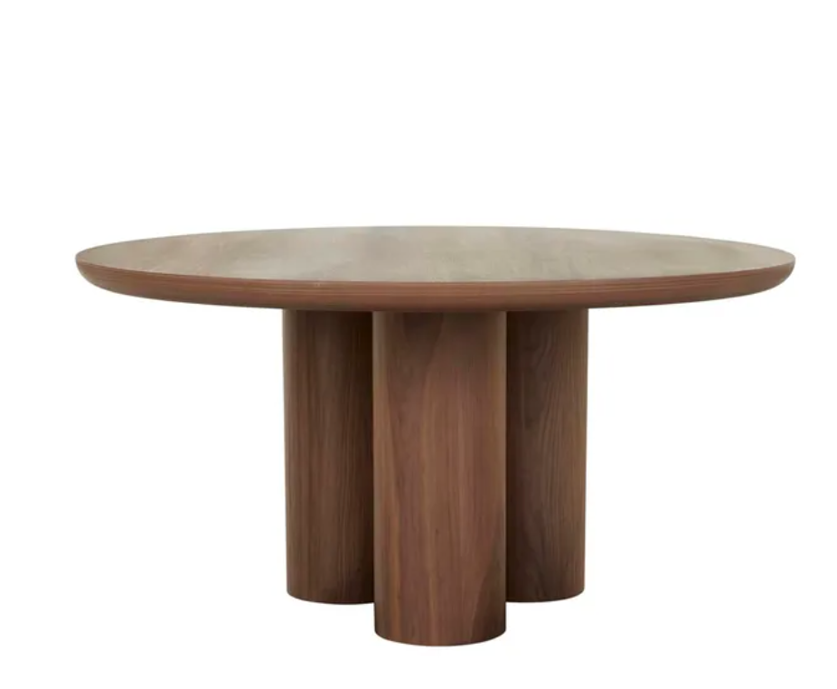 Oak Round Tri-Pillar Dining Table