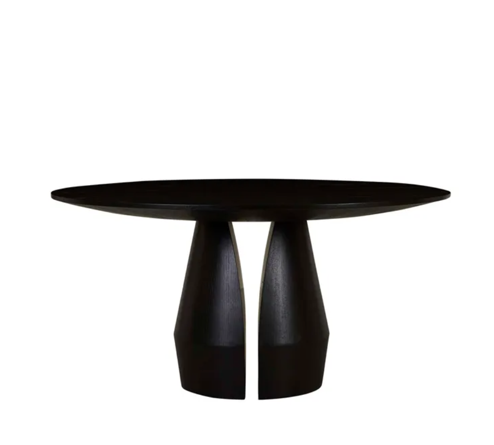 Round Veneer Bloom Legs Dining Table