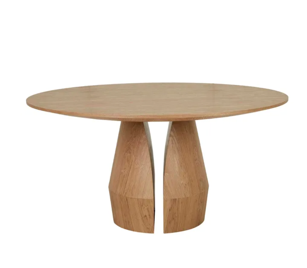 Round Veneer Bloom Legs Dining Table