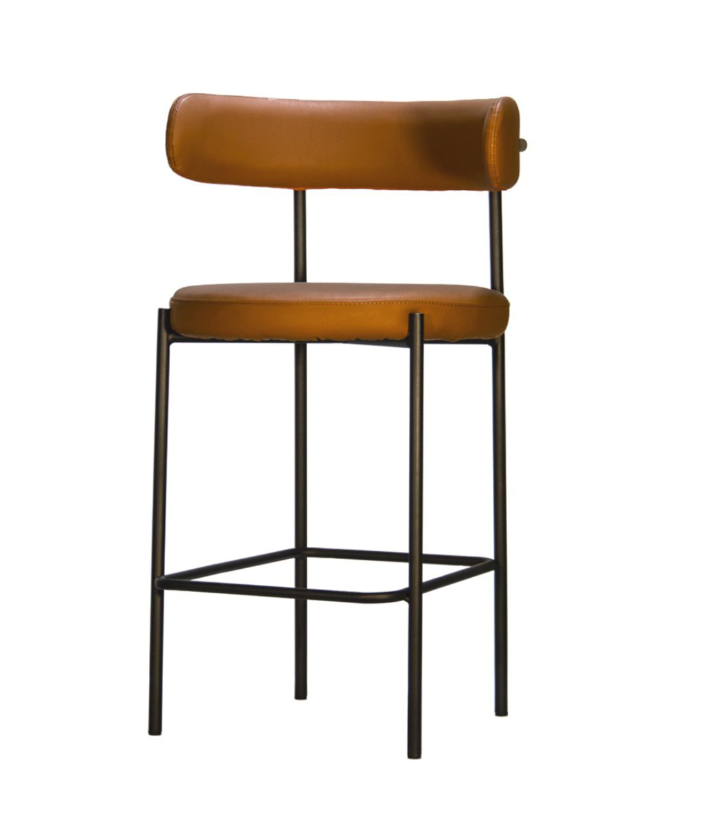 Vegan Leather/Boucle Bar Stool