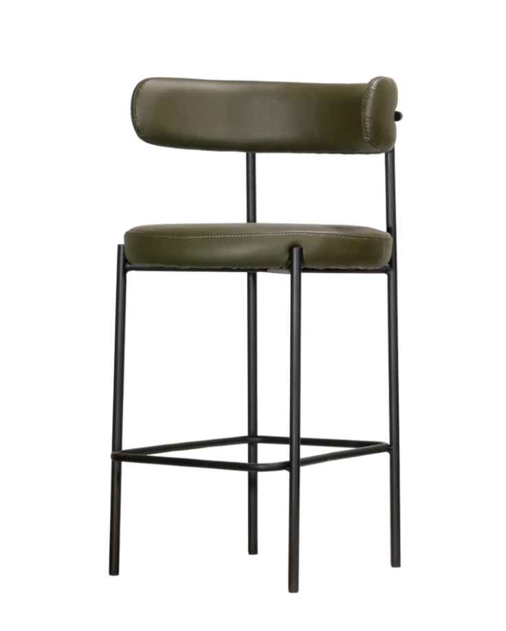 Vegan Leather/Boucle Bar Stool