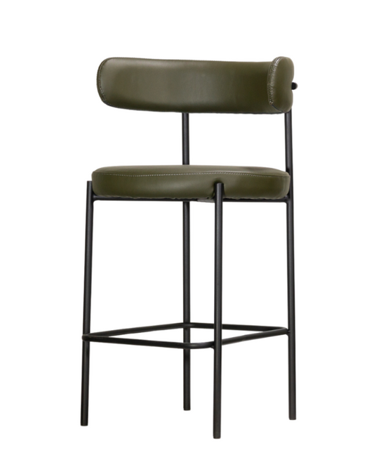Vegan Leather Curved Back Bar Stool