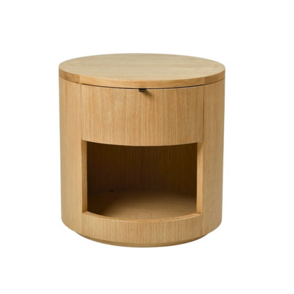 Cylinder Oak Bedside Table