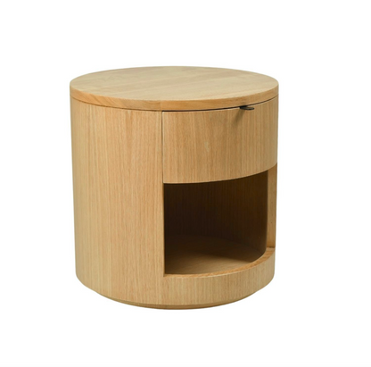 Cylinder Oak Bedside Table