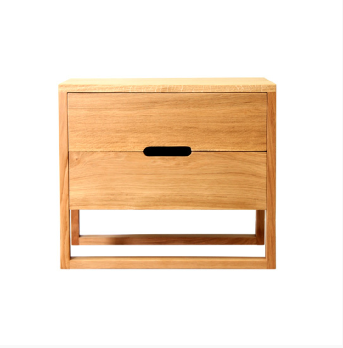 Oak Linear Frame Bedside Table