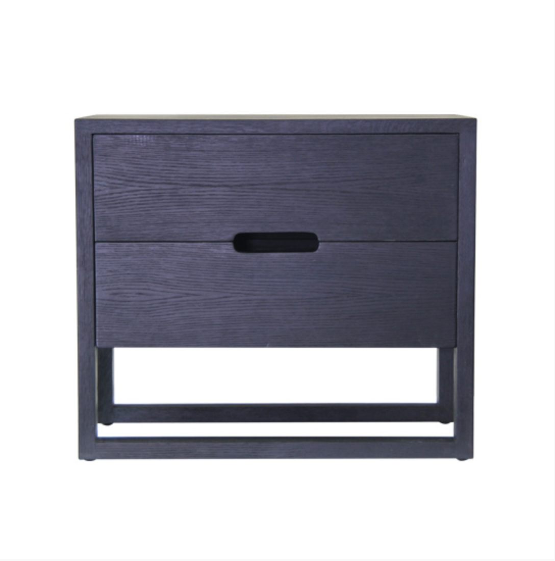 Oak Linear Frame Bedside Table