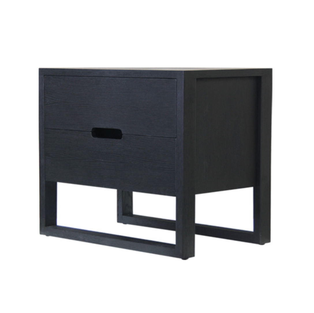 Oak Linear Frame Bedside Table