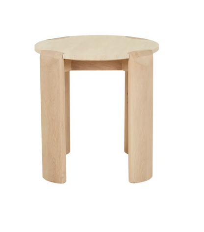 Marble and Light Oak Side Table