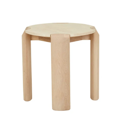 Marble and Light Oak Side Table