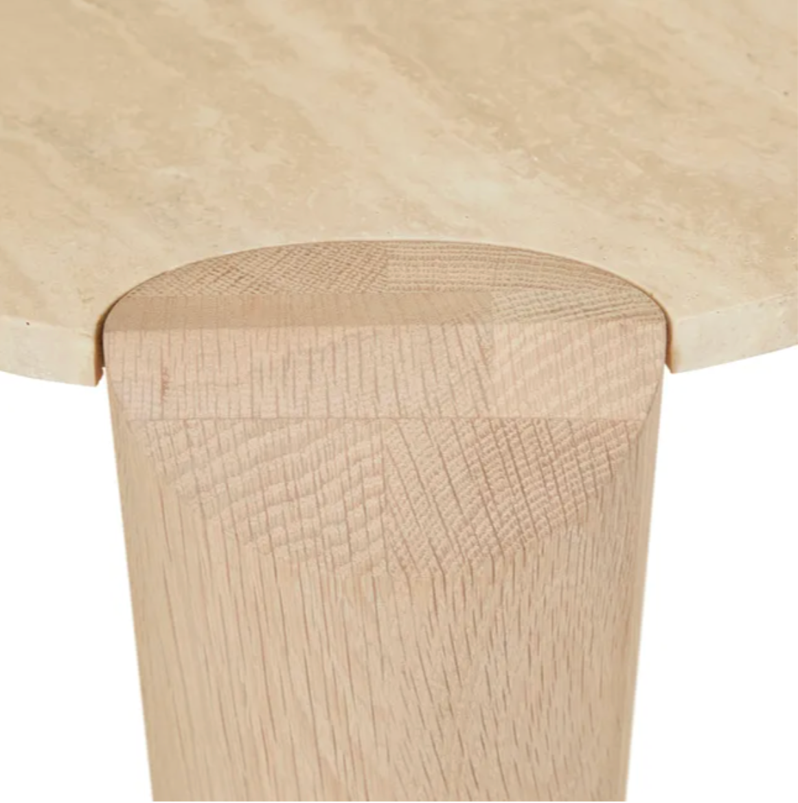 Marble and Light Oak Side Table