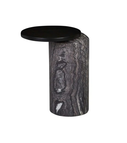 Marble Oak Asymmetrical Side Table