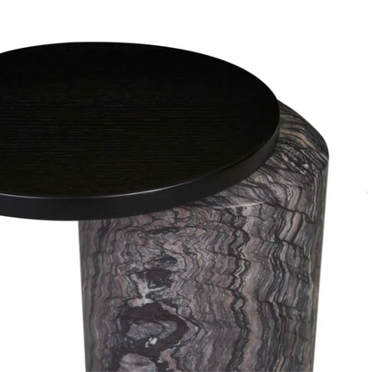 Marble Oak Asymmetrical Side Table