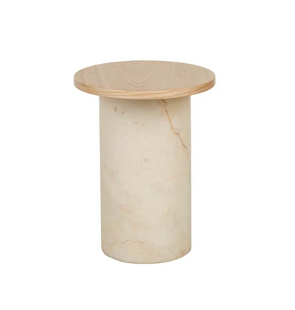 Marble Oak Asymmetrical Side Table