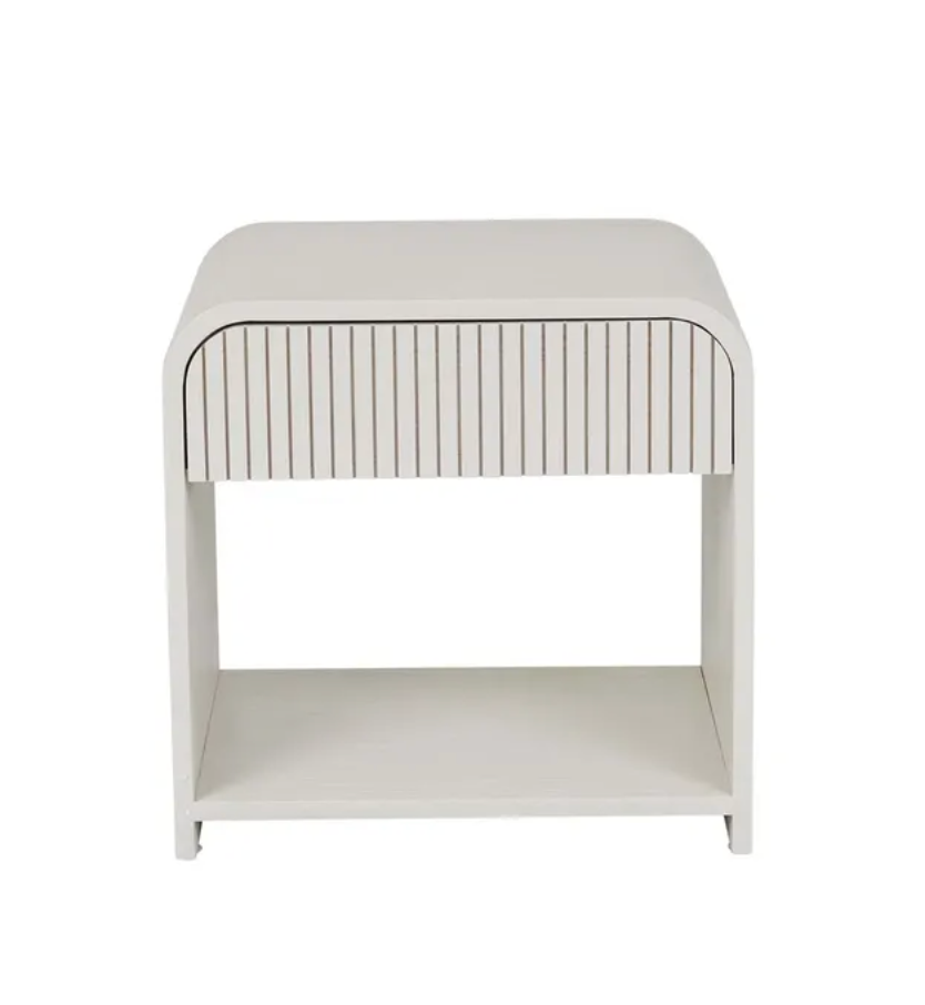 Slatted Curved Bedside Table