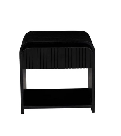 Slatted Curved Bedside Table