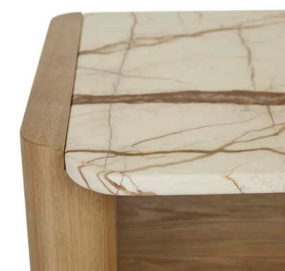 Brown Vein Marble Bedside Table