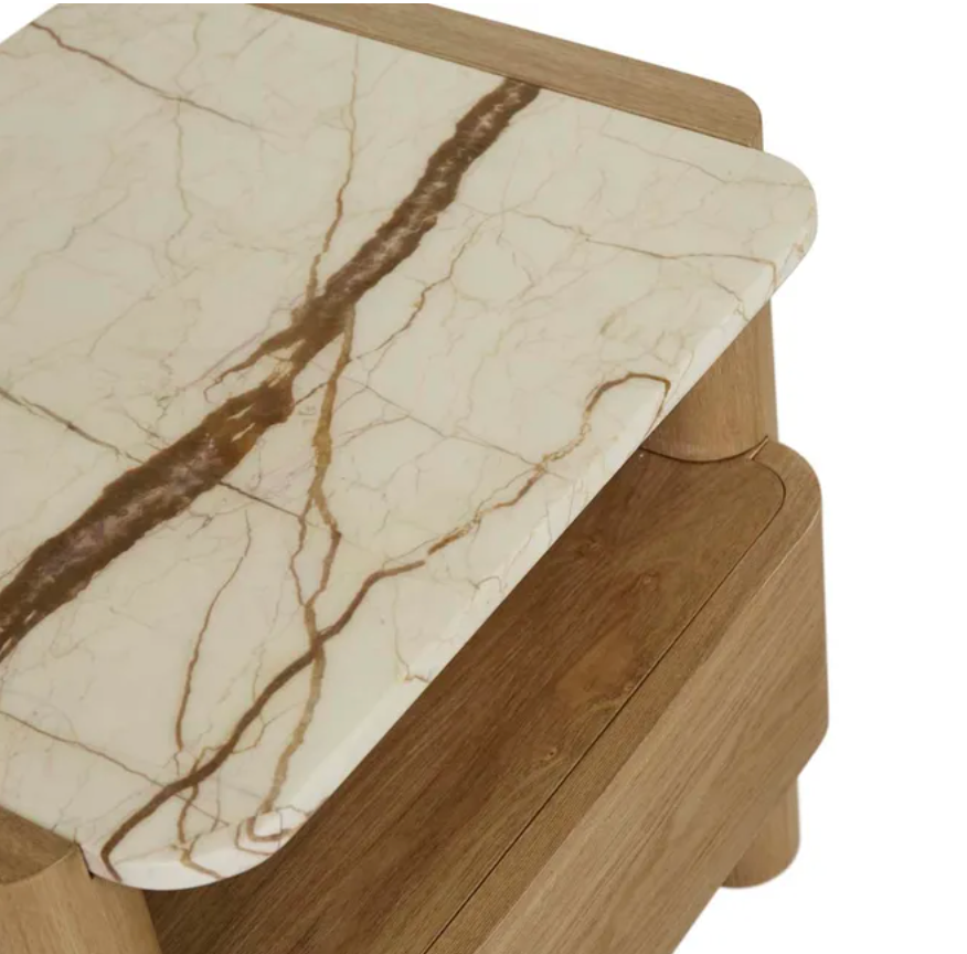 Brown Vein Marble Bedside Table