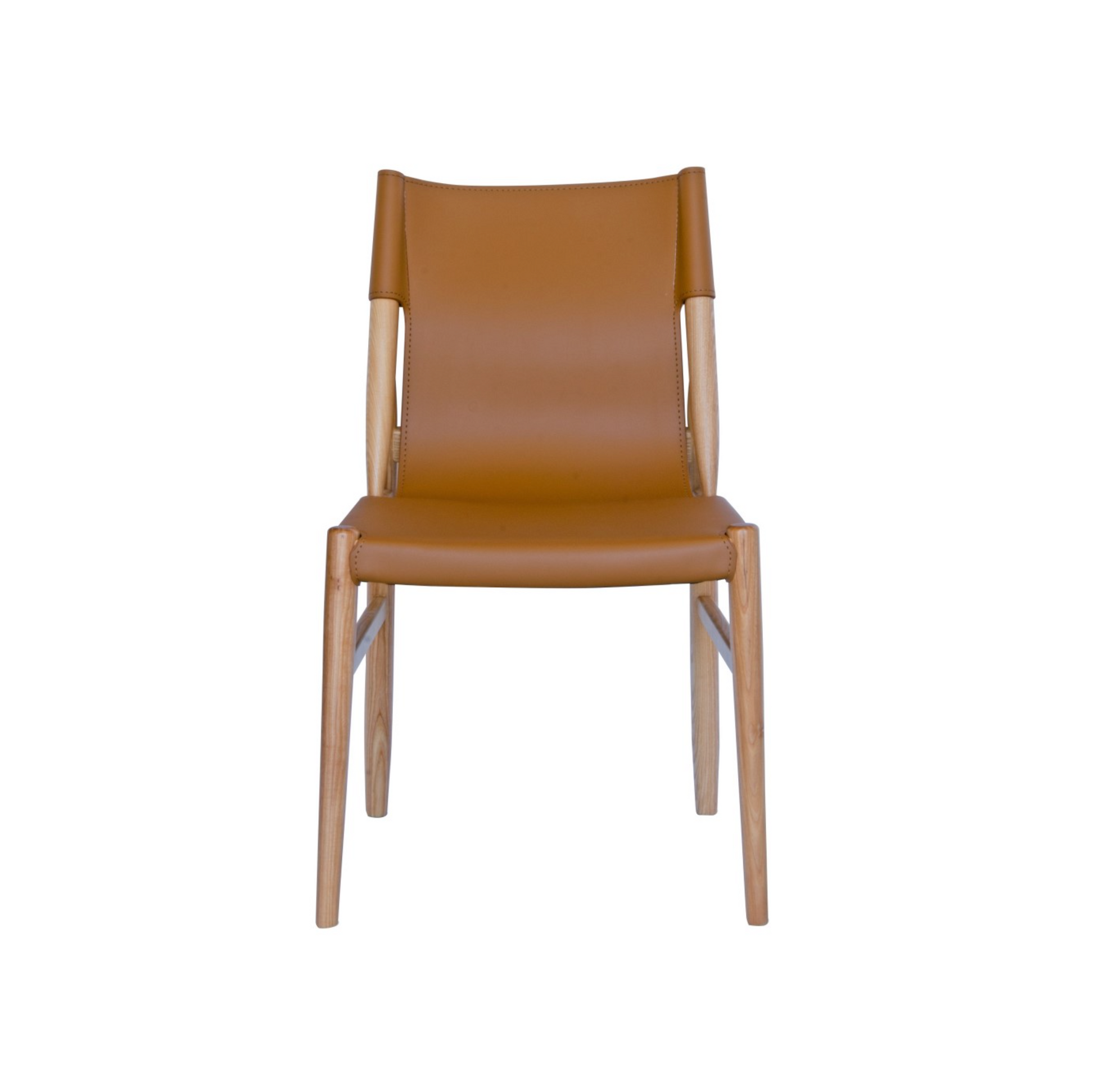 Saddle Leather Solid Elm Dining Chair – Design Revival Online