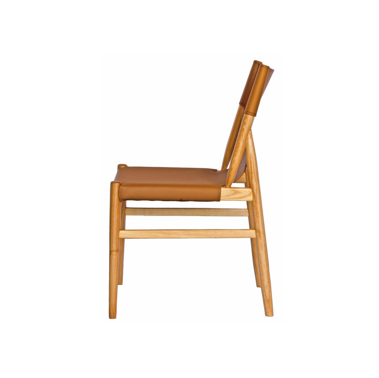 Saddle Leather Solid Elm Dining Chair