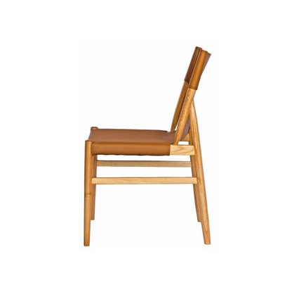 Saddle Leather Solid Elm Dining Chair