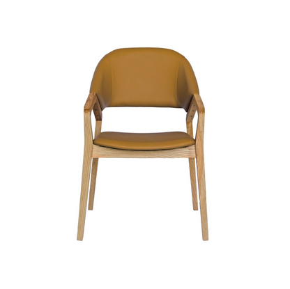 Ash Frame Tan Polyurethane Dining Chair