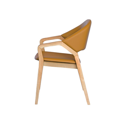 Ash Frame Tan Polyurethane Dining Chair