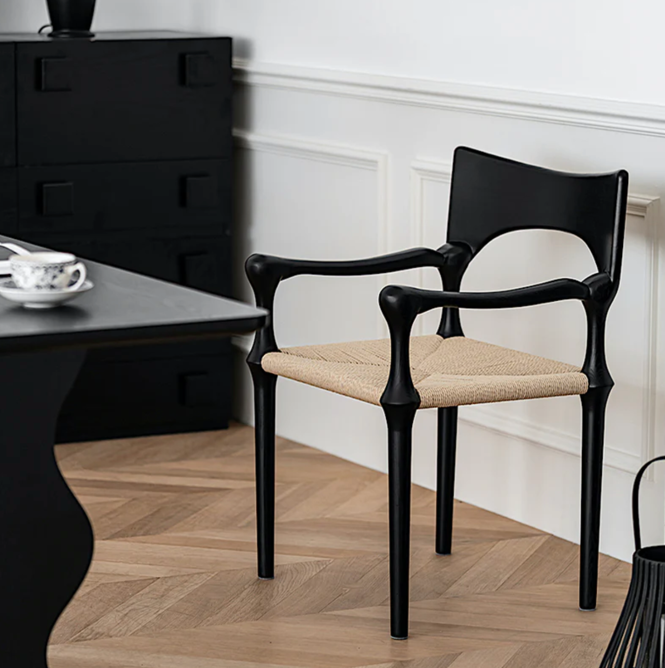 Black Ash Wood Dining Chair (set of 2)