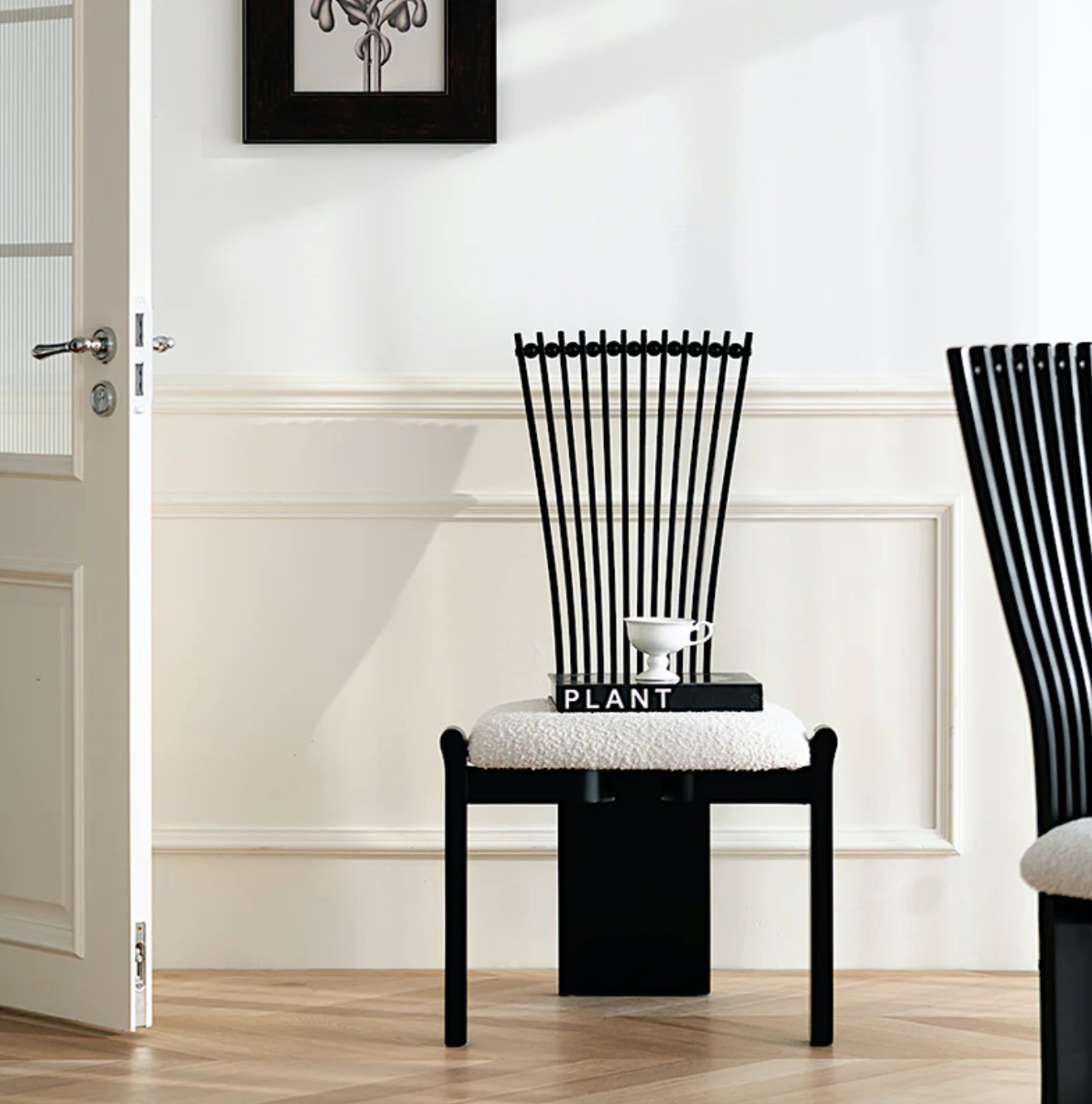 High Slatted Back Dining Chair - Black (Set of 2)