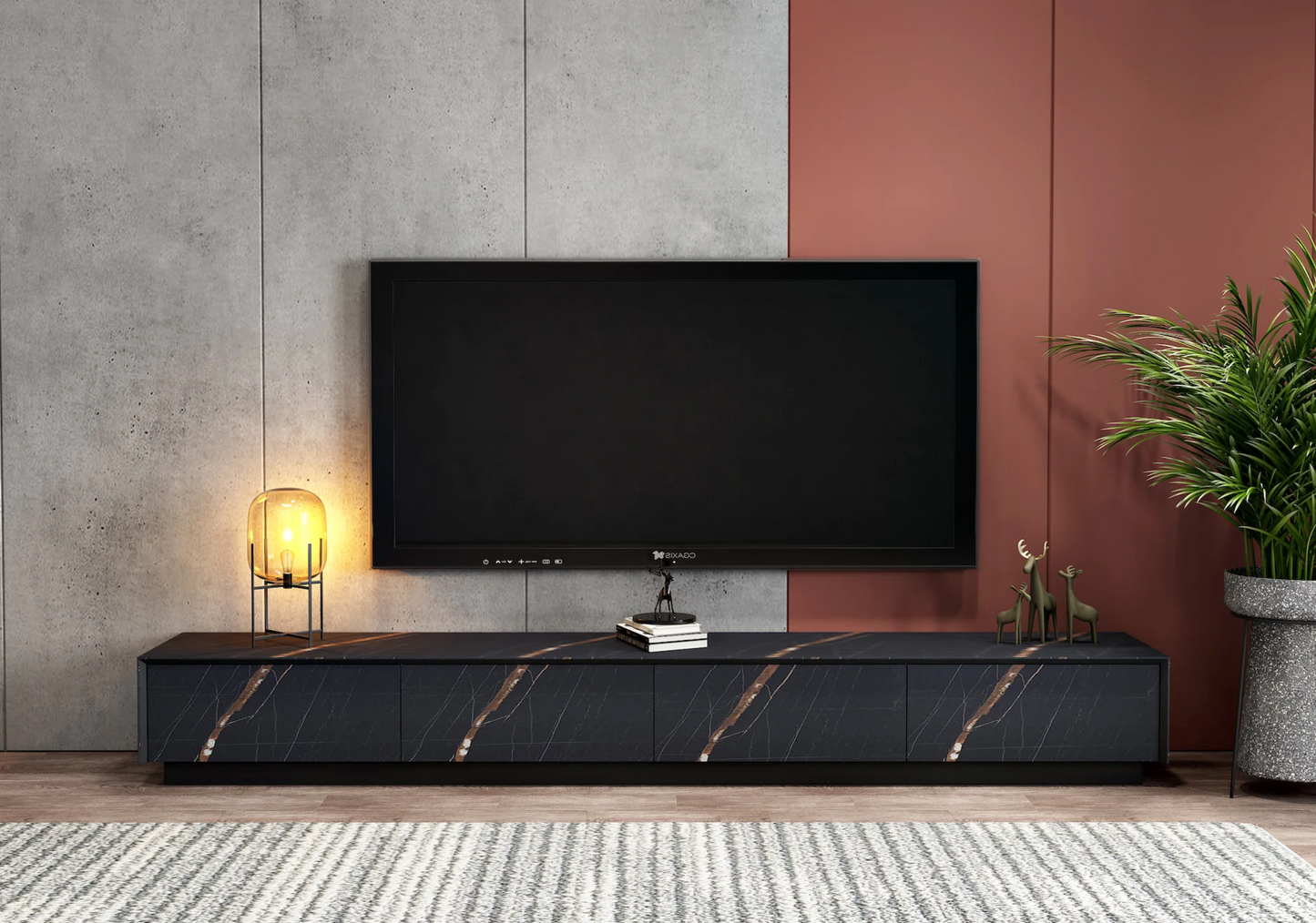 Patterned Black Entertainment Unit