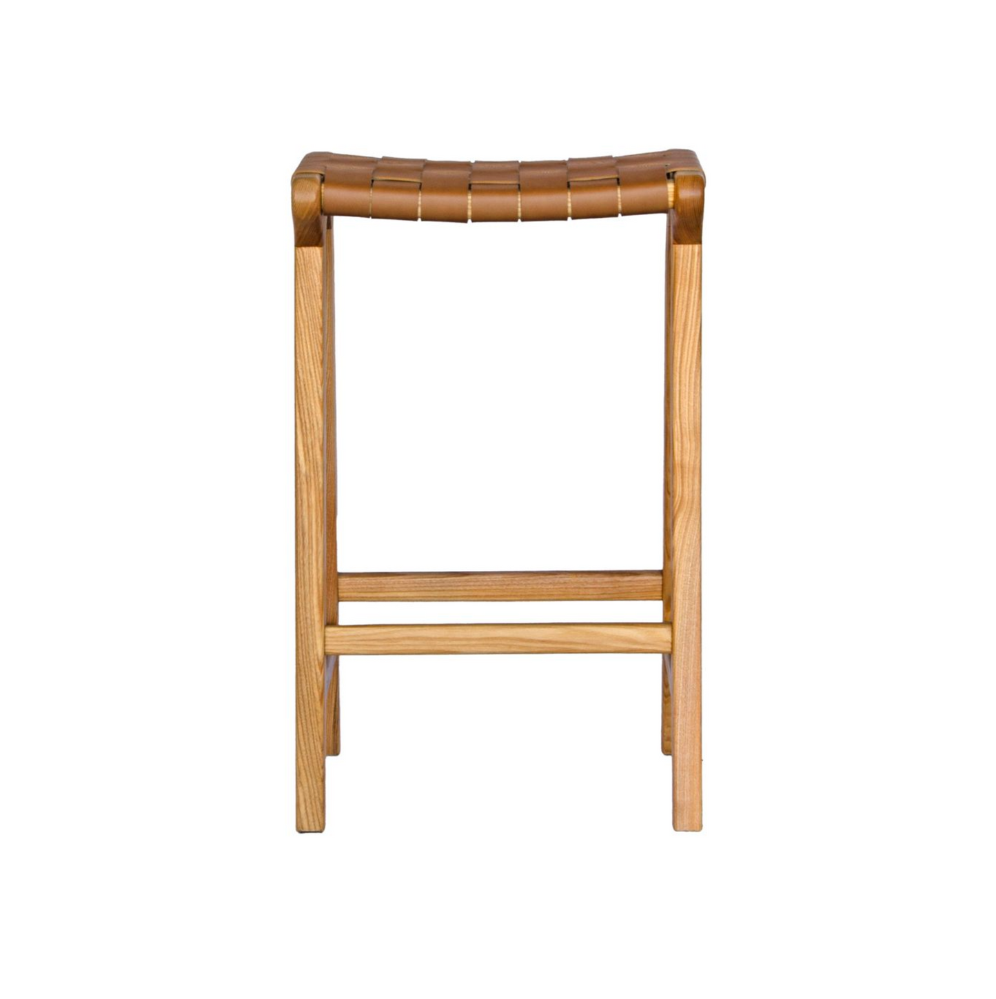 Saddle Leather Woven Bar Stool