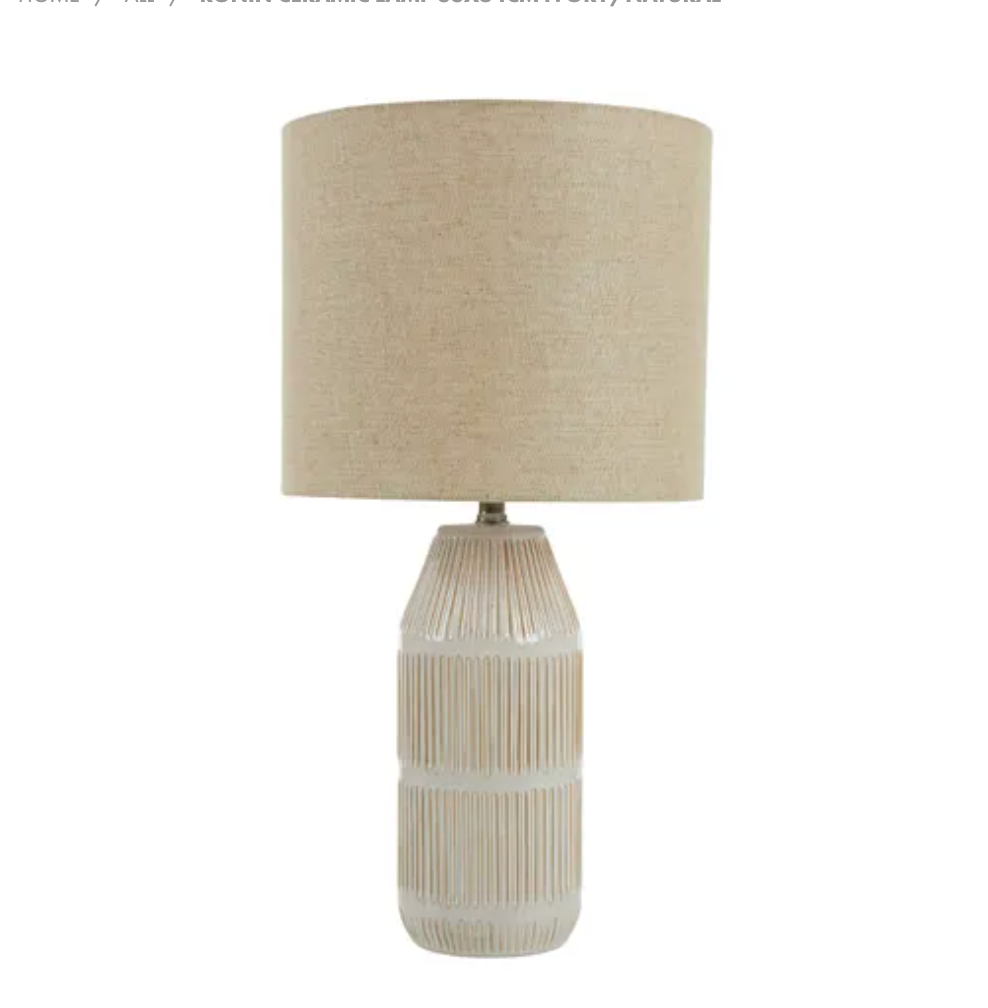 RONIN CERAMIC LAMP 33X64CM IVORY/NATURAL - SET OF 2