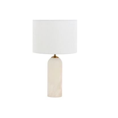 Alabaster Stone White Linen Table Lamp