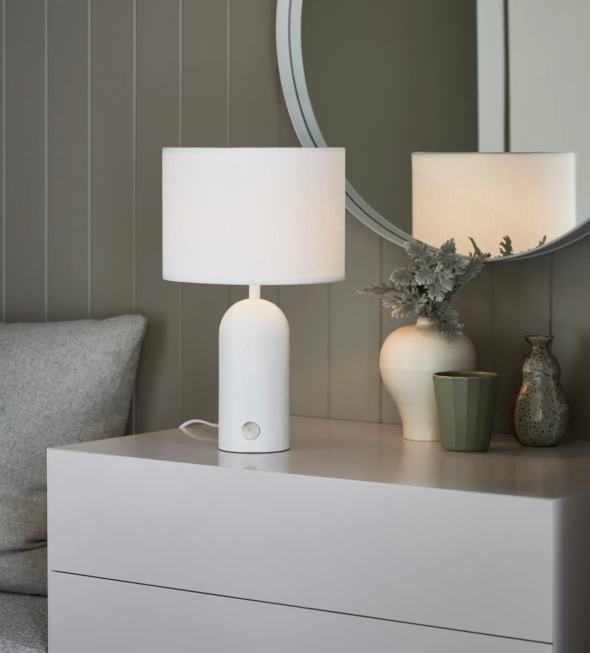 Wood Linen Touch Table Lamp