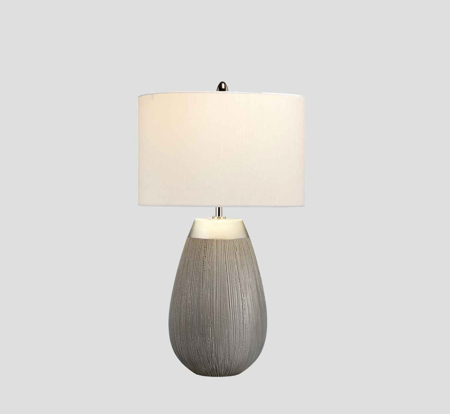 Textured Silver Ceramic Table Lamp