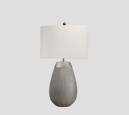 Textured Silver Ceramic Table Lamp