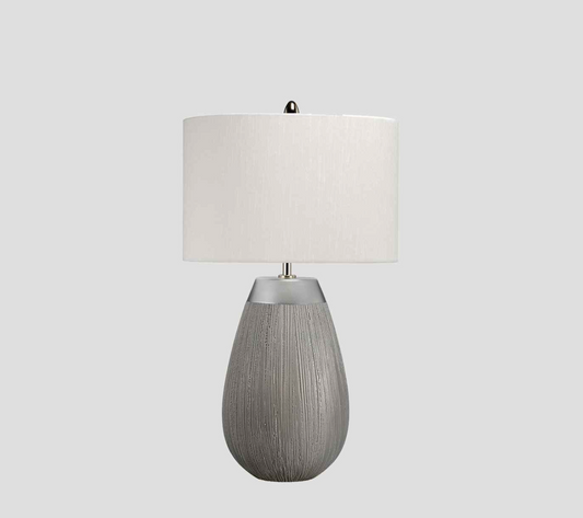 Textured Silver Ceramic Table Lamp