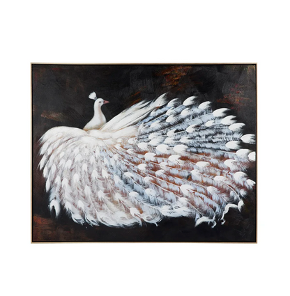 Le Grande Peacock Oil On Canvas Painting