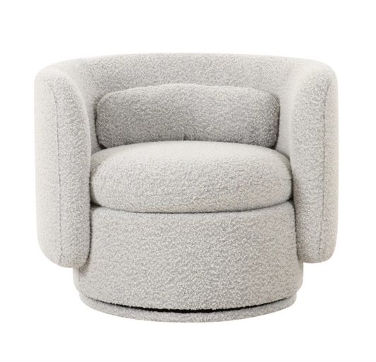 Light Grey Boucle Swivel Chair