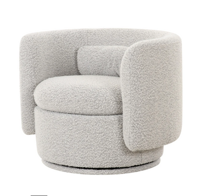 Light Grey Boucle Swivel Chair