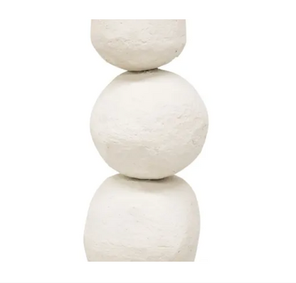 165CM PEBBLE PAPER MACHE FLOOR LAMP - WHITE/JUTE