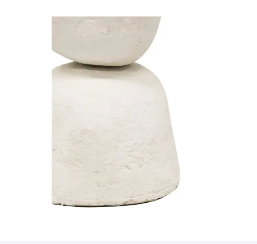 165CM PEBBLE PAPER MACHE FLOOR LAMP - WHITE/JUTE