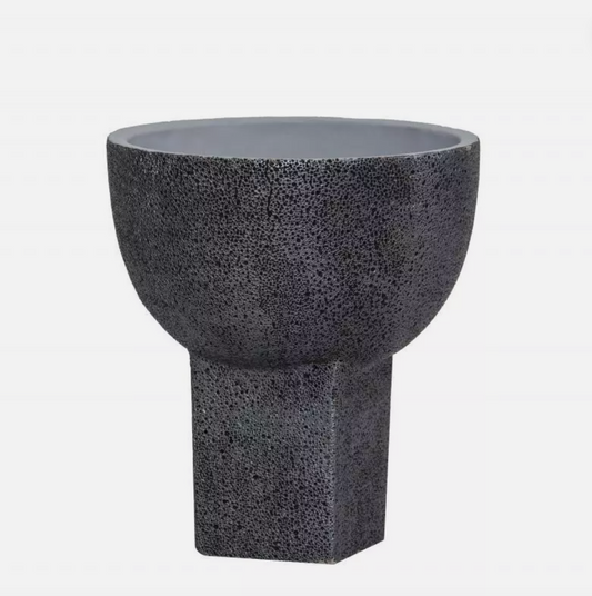 Cement Footed Pot - Charcoal