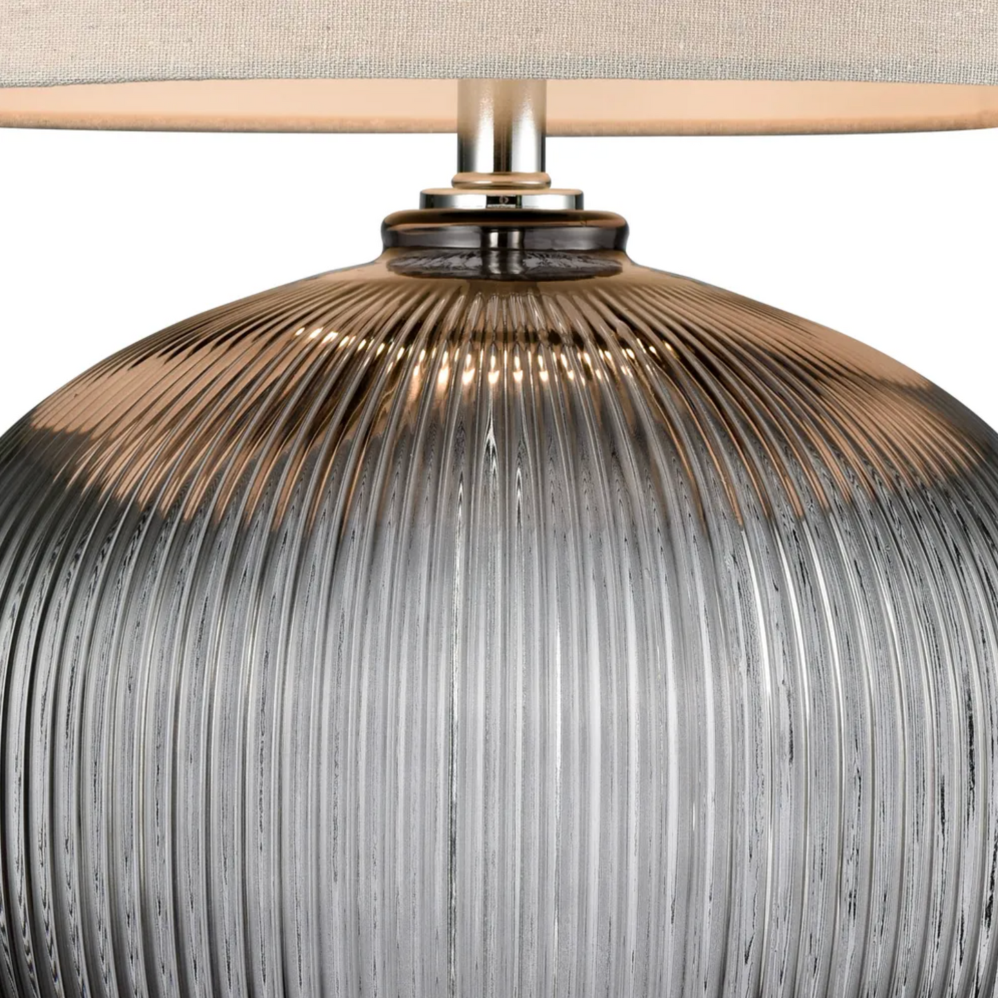 Linden Smoke Glass Table Lamp with Natural Linen Shade