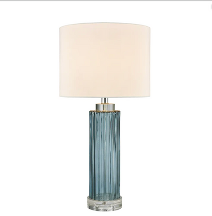 Serento Blue Glass Table Lamp & White Shade