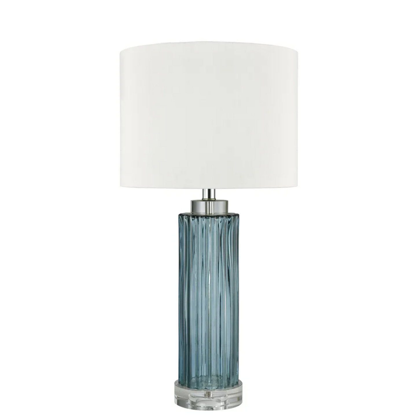 Serento Blue Glass Table Lamp & White Shade